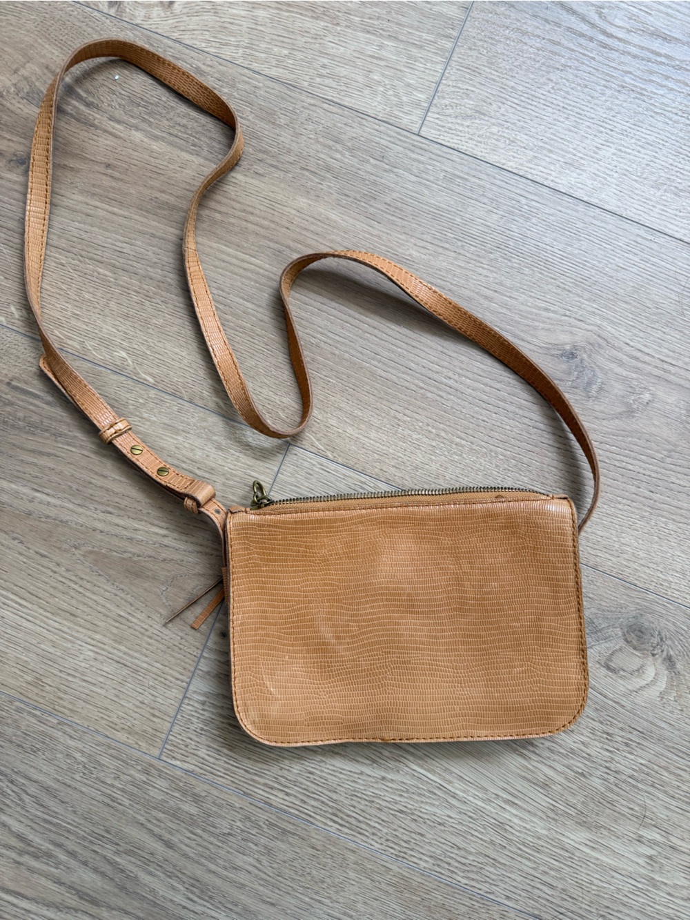 NWT Madewell Cognac Embossed Leather Crossbody Bag